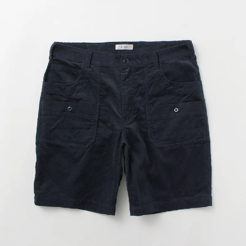 Men's checkered pattern wool shorts for a stylish winter layering optionFUJITO / Summer corduroy Explorer Shorts Men's checkered pattern wool shorts for a stylish winter layering optionFUJITO / Summer corduroy Explorer Shorts