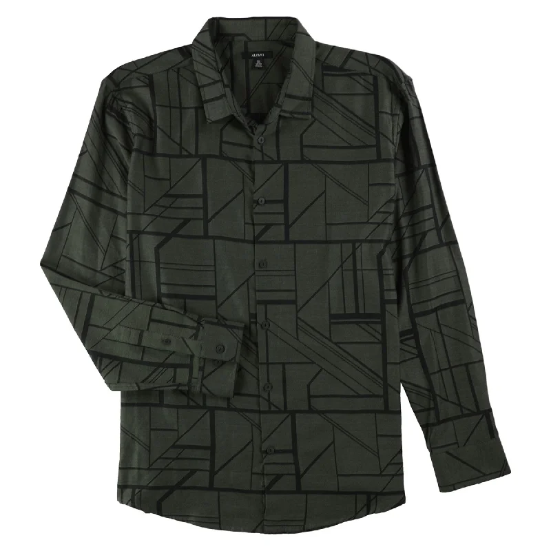 Men's Short - Sleeve Linen Casual Shirts in Light Khaki for a Breathable Summer OptionAlfani Mens Geometric Button Up Shirt, Green, Small Men's Short - Sleeve Linen Casual Shirts in Light Khaki for a Breathable Summer OptionAlfani Mens Geometric Button Up Shirt, Green, Small