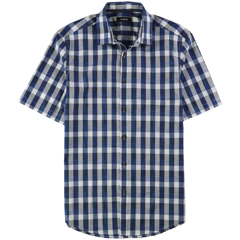 Men's Wrinkle - Resistant Polyester Blend Casual Shirts for Easy Travel and MaintenanceAlfani Mens Slim Fit Checked Button Up Shirt, Blue, Small Men's Wrinkle - Resistant Polyester Blend Casual Shirts for Easy Travel and MaintenanceAlfani Mens Slim Fit Checked Button Up Shirt, Blue, Small