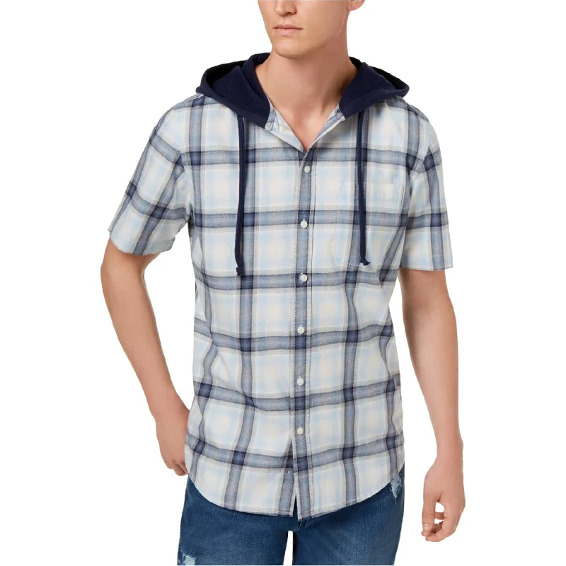 Men's Two - Tone Contrast Panel Casual Shirts in White and Navy for a Stylish and Eye - Catching DesignAmerican Rag Mens Hooded Ian Button Up Shirt Men's Two - Tone Contrast Panel Casual Shirts in White and Navy for a Stylish and Eye - Catching DesignAmerican Rag Mens Hooded Ian Button Up Shirt