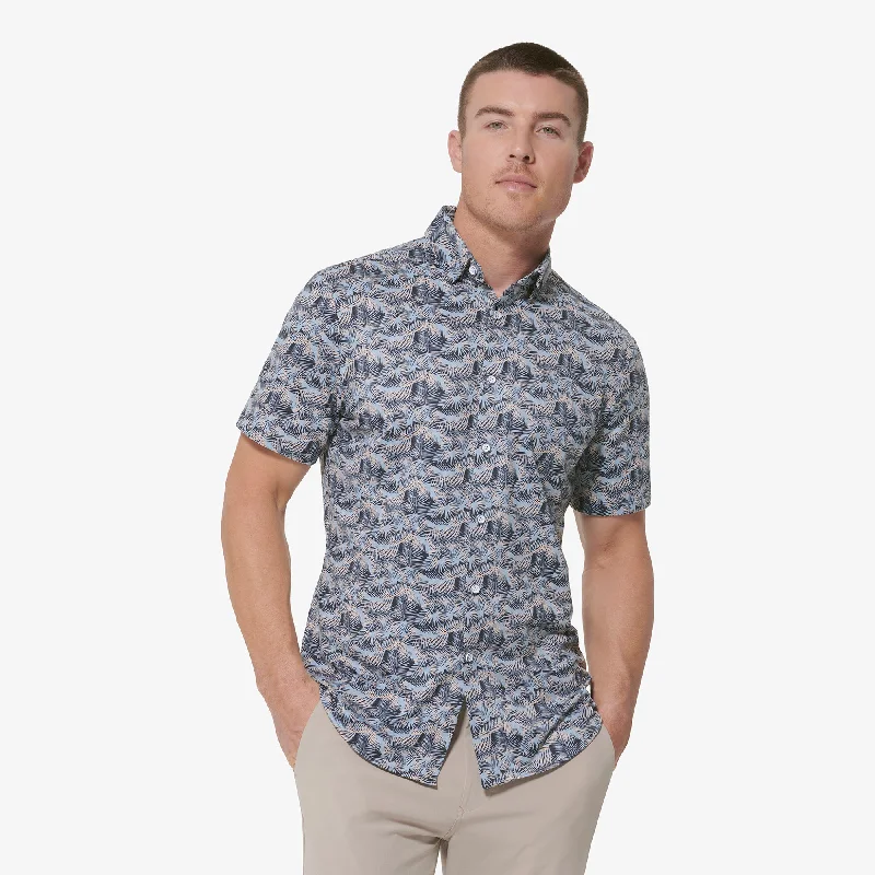 Men's Organic Cotton Casual Shirts with a Soft Handfeel for Everyday ComfortAshley Blue Palm Print Men's Organic Cotton Casual Shirts with a Soft Handfeel for Everyday ComfortAshley Blue Palm Print