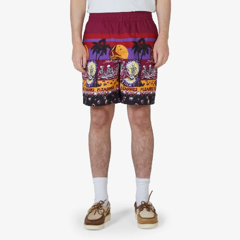 Men's side - stripe track shorts for a sporty running lookBeach Short Burgundy