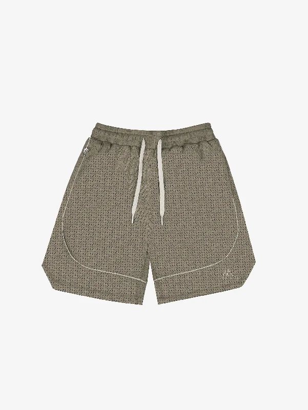 Men's high - waisted swim shorts with UPF protection for beach vacationsBEIGE BASKETBALL MESH SHORTS PIPING "M" Men's high - waisted swim shorts with UPF protection for beach vacationsBEIGE BASKETBALL MESH SHORTS PIPING "M"