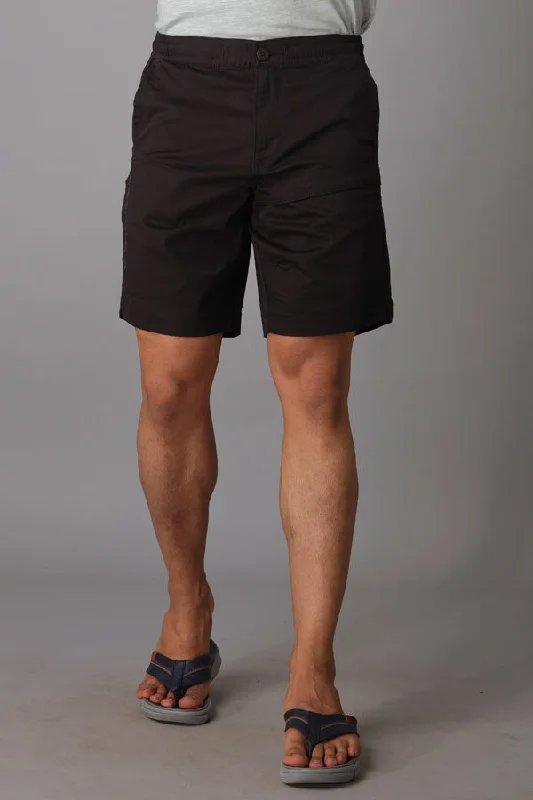 Men's zip - pocket canvas shorts for added functionality during travelBlack Cotton Short Men's zip - pocket canvas shorts for added functionality during travelBlack Cotton Short