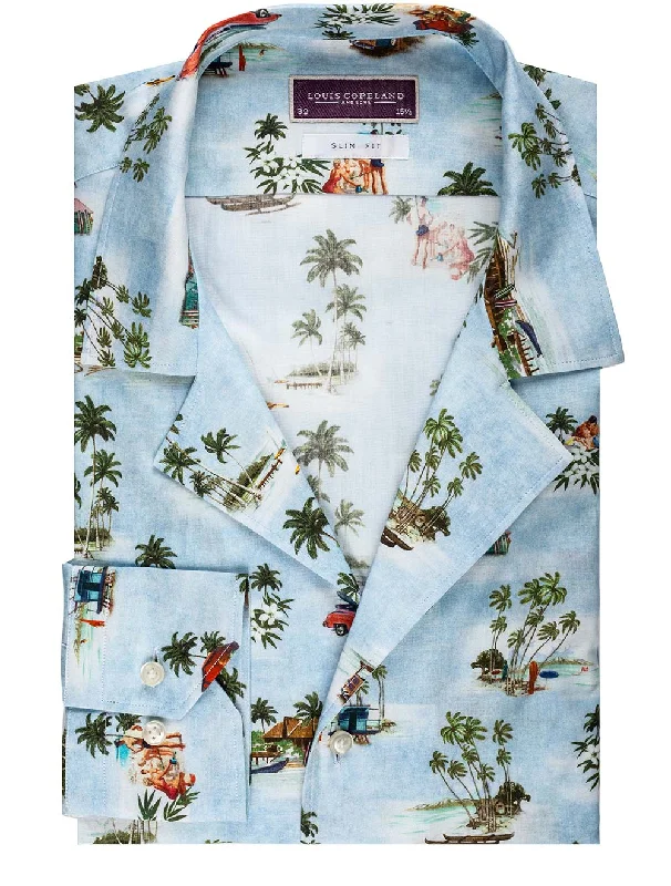 Men's Sustainable Recycled Material Casual Shirts for Eco - Conscious ConsumersBlue Havana Print Shirt Blue/slim Men's Sustainable Recycled Material Casual Shirts for Eco - Conscious ConsumersBlue Havana Print Shirt Blue/slim