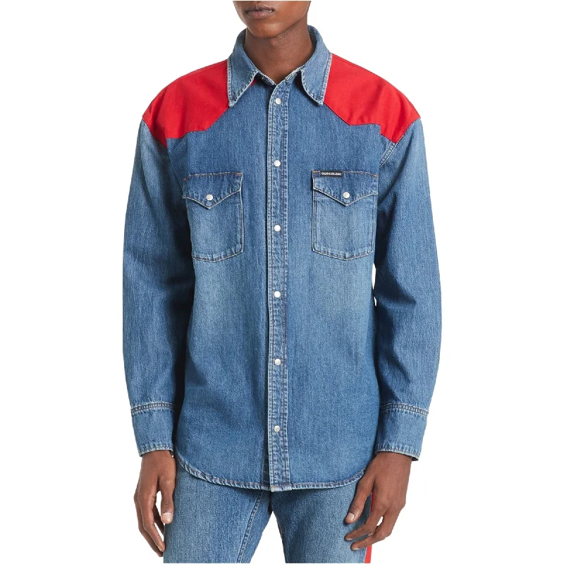 Plus Size Men's Plaid Flannel Casual Shirts in Earth Tones for a Cozy Fall OutfitCalvin Klein Mens Foundation Button Up Shirt, Blue, X-Large