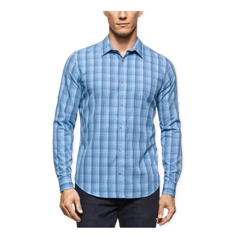 Men's Stretch - Fabric Casual Shirts in Navy Blue for a Comfortable and Flexible FitCalvin Klein Mens Twill Plaid LS Button Up Shirt, Blue, X-Large Men's Stretch - Fabric Casual Shirts in Navy Blue for a Comfortable and Flexible FitCalvin Klein Mens Twill Plaid LS Button Up Shirt, Blue, X-Large