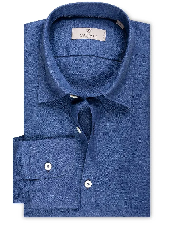 Men's Linen Blend Casual Shirts with Roll - Up Sleeves for a Summer Beach LookLinen Modern Fit Shirt Navy Men's Linen Blend Casual Shirts with Roll - Up Sleeves for a Summer Beach LookLinen Modern Fit Shirt Navy