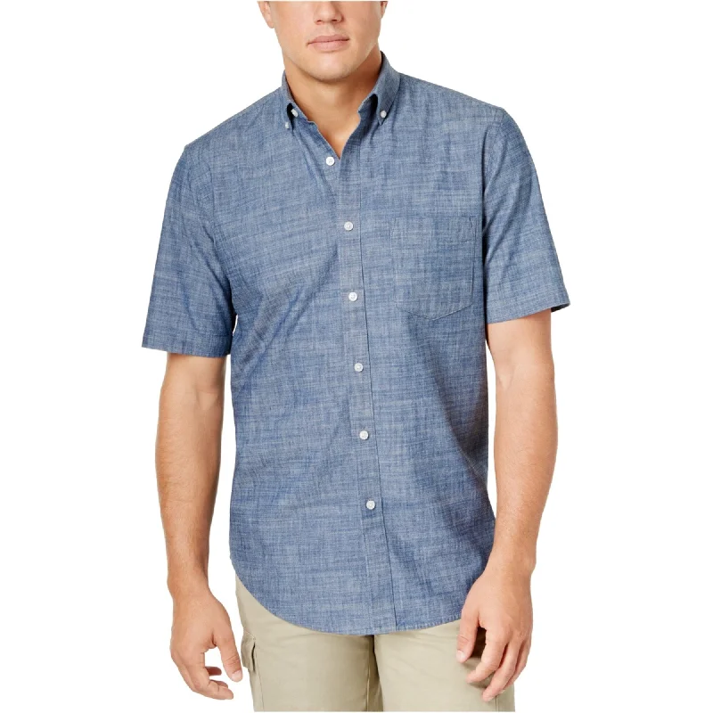 Men's Moisture - Wicking Performance Fabric Casual Shirts for Outdoor ActivitiesClub Room Mens Chambray Button Up Shirt, Blue, Small Men's Moisture - Wicking Performance Fabric Casual Shirts for Outdoor ActivitiesClub Room Mens Chambray Button Up Shirt, Blue, Small