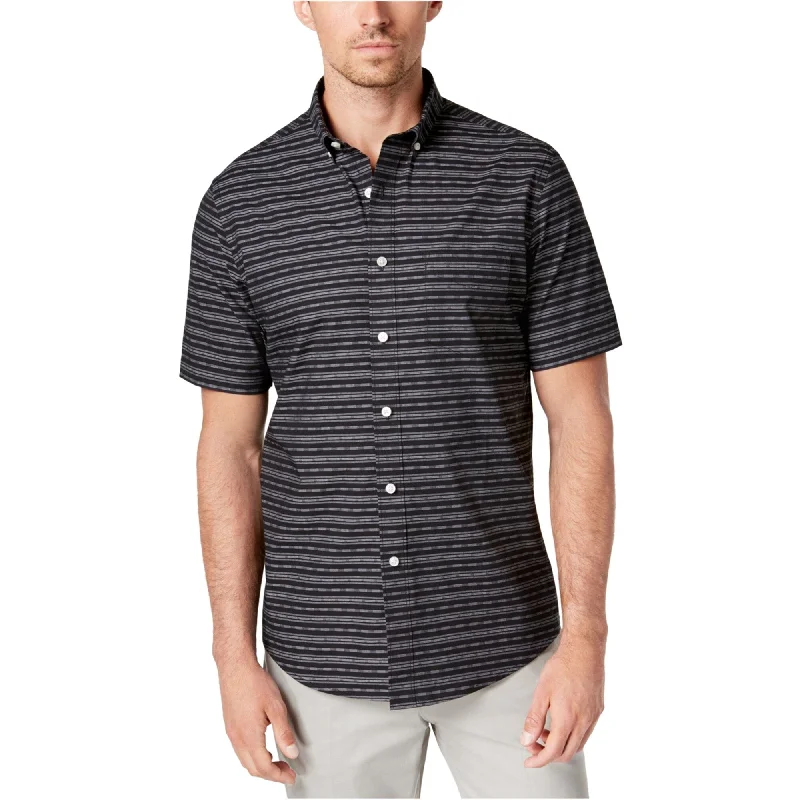 Men's Short - Sleeve Linen Casual Shirts in Light Khaki for a Breathable Summer OptionClub Room Mens Leigh Dobby Button Up Shirt, Black, Small Men's Short - Sleeve Linen Casual Shirts in Light Khaki for a Breathable Summer OptionClub Room Mens Leigh Dobby Button Up Shirt, Black, Small
