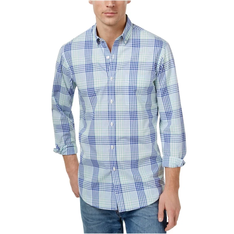 Men's Two - Tone Contrast Panel Casual Shirts in White and Navy for a Stylish and Eye - Catching DesignClub Room Mens Plaid Button Up Shirt Men's Two - Tone Contrast Panel Casual Shirts in White and Navy for a Stylish and Eye - Catching DesignClub Room Mens Plaid Button Up Shirt