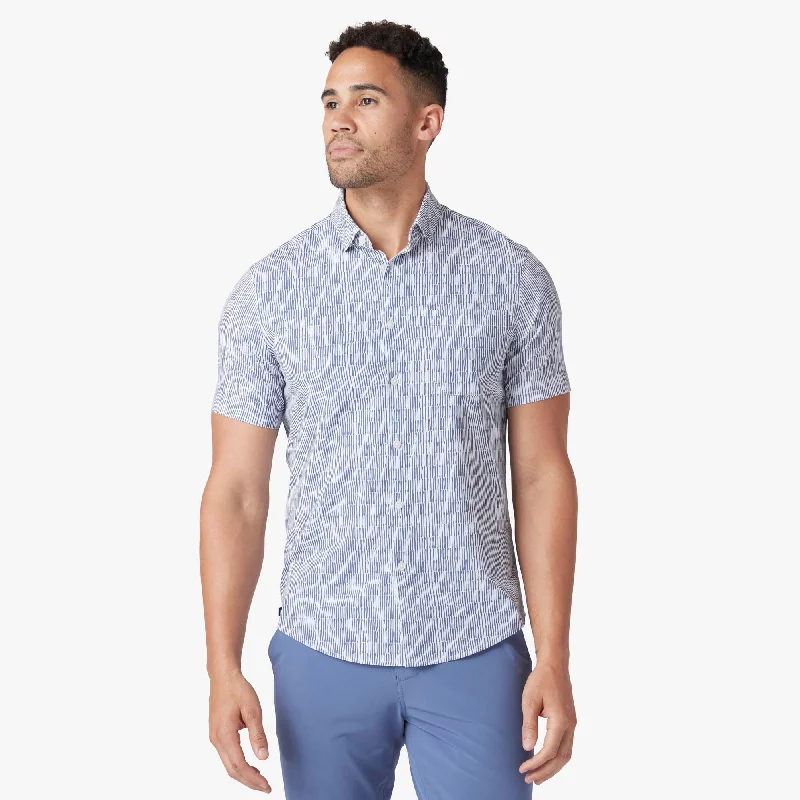 Men's Two - Tone Contrast Panel Casual Shirts in White and Navy for a Stylish and Eye - Catching DesignCoastal Fjord Marker Stripe Men's Two - Tone Contrast Panel Casual Shirts in White and Navy for a Stylish and Eye - Catching DesignCoastal Fjord Marker Stripe