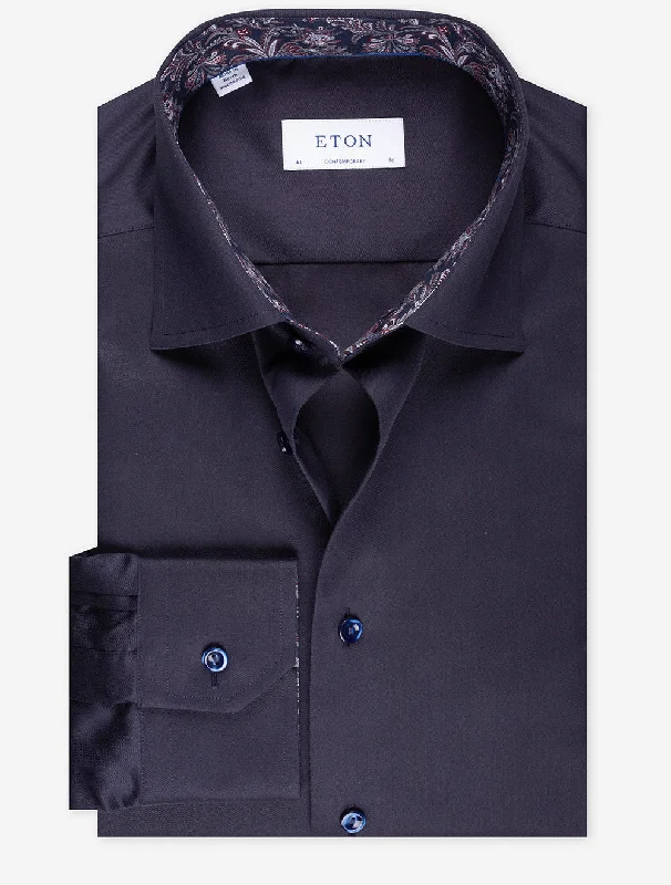Men's Distressed Denim Casual Shirts with Frayed Edges for a Trendy and Rugged LookNavy With Inlay Contemporary Shirt Men's Distressed Denim Casual Shirts with Frayed Edges for a Trendy and Rugged LookNavy With Inlay Contemporary Shirt