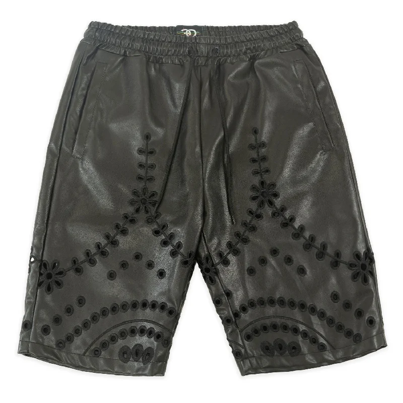 Men's flat - front chino shorts for semi - formal summer eventsF601 Cashay Vegan Leather Shorts - Black Men's flat - front chino shorts for semi - formal summer eventsF601 Cashay Vegan Leather Shorts - Black