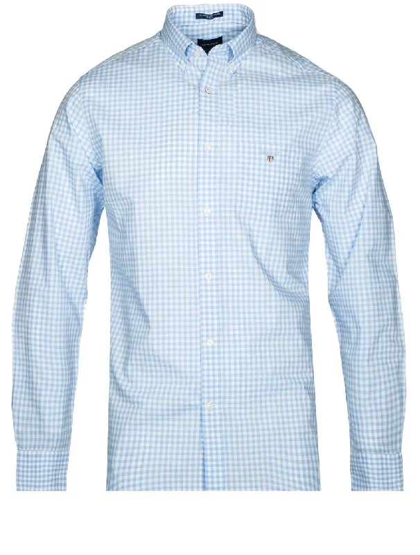 Men's Stretch - Fabric Casual Shirts in Navy Blue for a Comfortable and Flexible FitRegular Fit Gingham Broadcloth Shirt Capri Blue Men's Stretch - Fabric Casual Shirts in Navy Blue for a Comfortable and Flexible FitRegular Fit Gingham Broadcloth Shirt Capri Blue