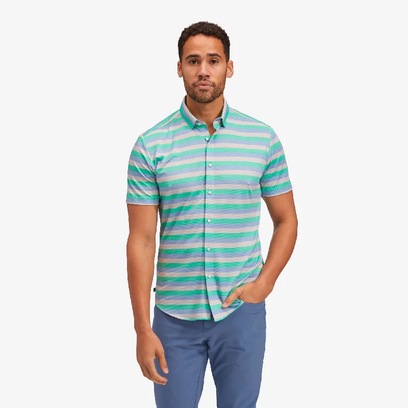 Men's Organic Cotton Casual Shirts with a Soft Handfeel for Everyday ComfortGreen Multi Stripe Men's Organic Cotton Casual Shirts with a Soft Handfeel for Everyday ComfortGreen Multi Stripe