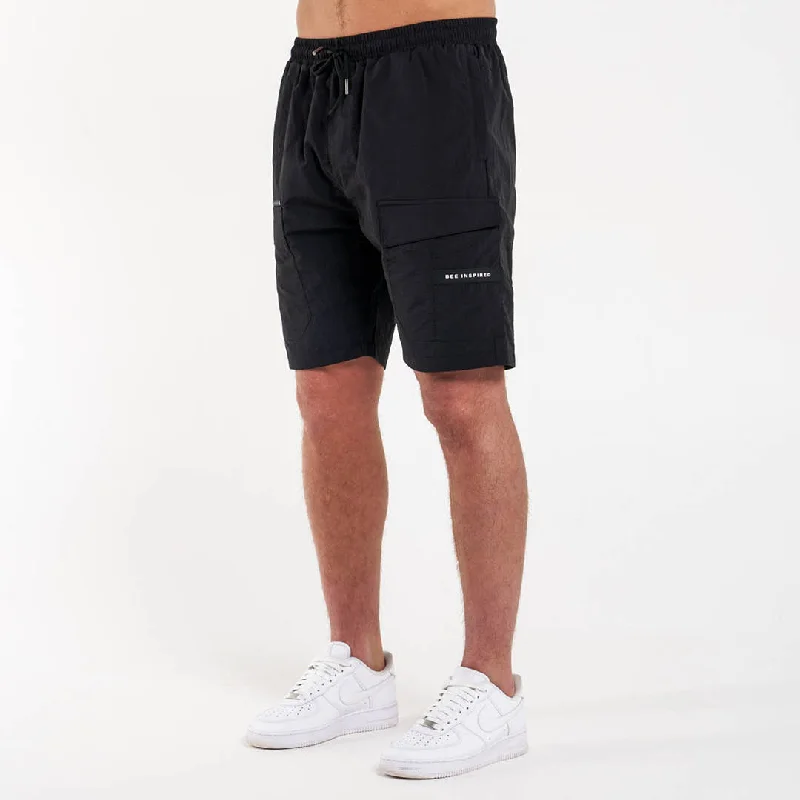 Men's high - waisted swim shorts with UPF protection for beach vacationsHanley Cargo Short - Black Men's high - waisted swim shorts with UPF protection for beach vacationsHanley Cargo Short - Black