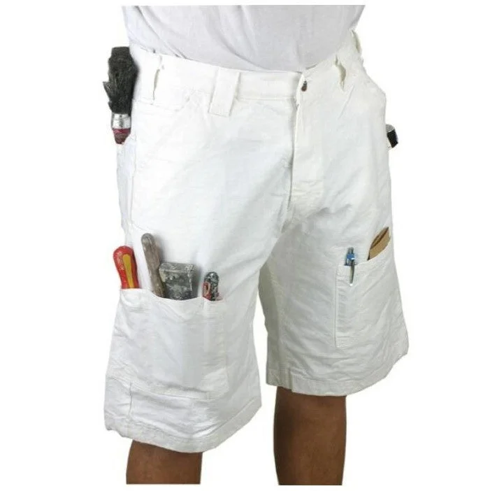 Men's side - stripe track shorts for a sporty running lookHeavy Duty White Painters Shorts Men's side - stripe track shorts for a sporty running lookHeavy Duty White Painters Shorts