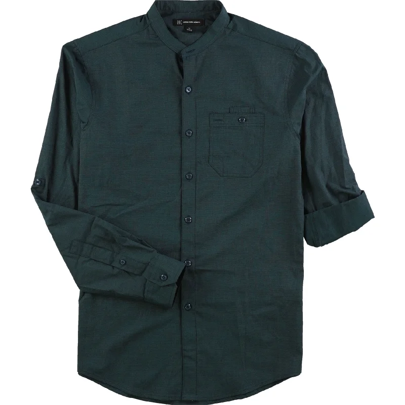 Men's Graphic - Printed Casual Shirts with Pop - Culture References for a Fun and Stylish LookI-N-C Mens Band-Collar Utility Button Up Shirt Men's Graphic - Printed Casual Shirts with Pop - Culture References for a Fun and Stylish LookI-N-C Mens Band-Collar Utility Button Up Shirt