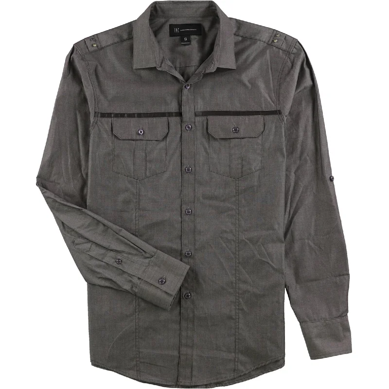 Men's Button - Down Oxford Casual Shirts in Crisp White for a Classic and Versatile StyleI-N-C Mens Non-leather trim Button Up Shirt, Grey, Small Men's Button - Down Oxford Casual Shirts in Crisp White for a Classic and Versatile StyleI-N-C Mens Non-leather trim Button Up Shirt, Grey, Small