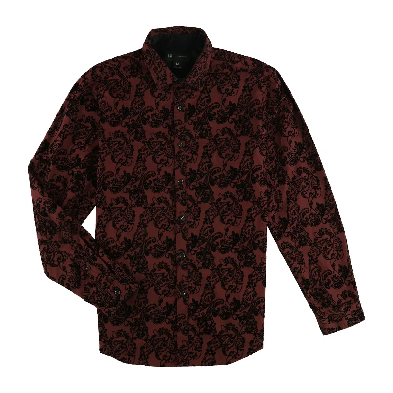 Plus Size Men's Striped Chambray Casual Shirts with a Spread Collar for a Preppy AppearanceI-N-C Mens Paisley Button Up Shirt, Red, X-Small Plus Size Men's Striped Chambray Casual Shirts with a Spread Collar for a Preppy AppearanceI-N-C Mens Paisley Button Up Shirt, Red, X-Small
