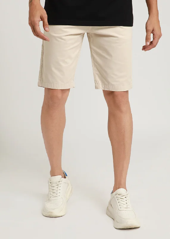 Men's floral print silk blend shorts for a unique night - out lookIvory Cream Shorts