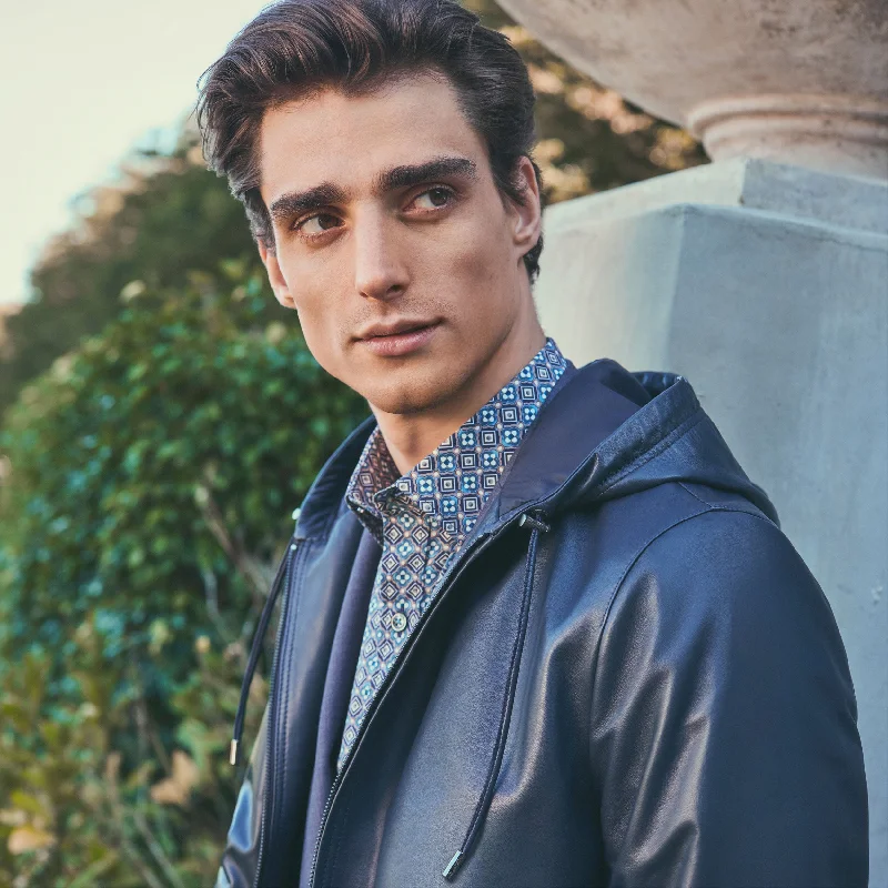 Plus Size Men's Striped Chambray Casual Shirts with a Spread Collar for a Preppy AppearanceJulian Mosaic Shirt Plus Size Men's Striped Chambray Casual Shirts with a Spread Collar for a Preppy AppearanceJulian Mosaic Shirt