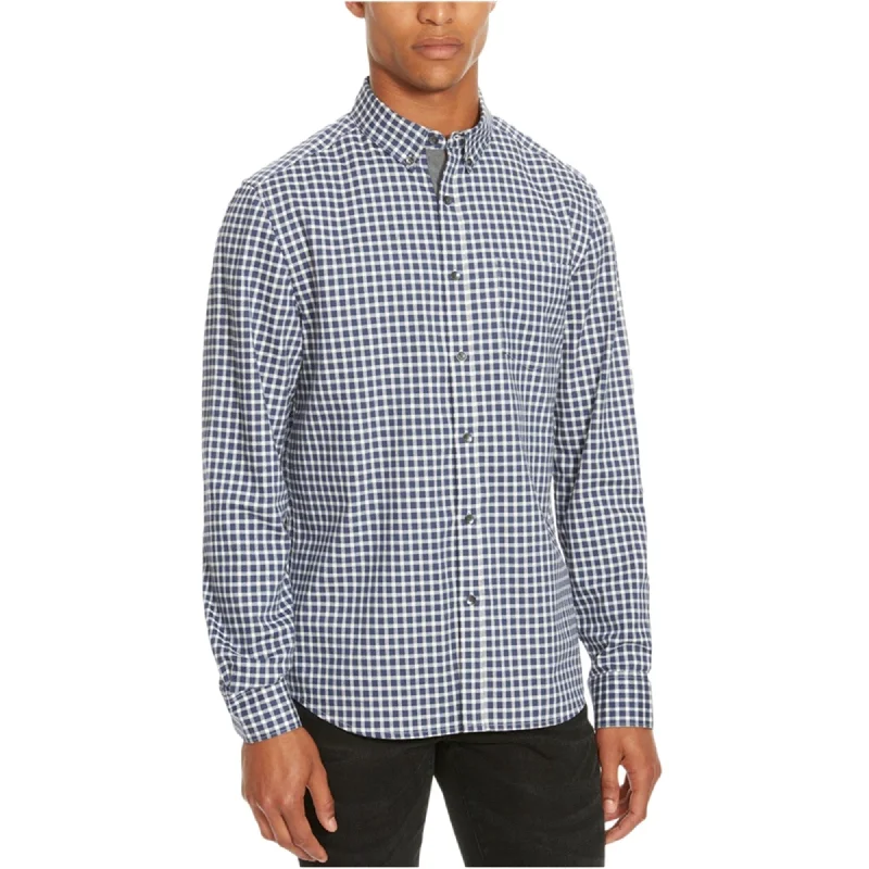 Men's Two - Tone Contrast Panel Casual Shirts in White and Navy for a Stylish and Eye - Catching DesignKenneth Cole Mens Check Button Up Shirt, Blue, Small Men's Two - Tone Contrast Panel Casual Shirts in White and Navy for a Stylish and Eye - Catching DesignKenneth Cole Mens Check Button Up Shirt, Blue, Small