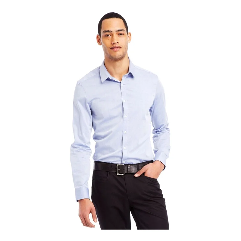 Men's Linen Blend Casual Shirts with Roll - Up Sleeves for a Summer Beach LookKenneth Cole Mens Dobby Super Slim Button Up Shirt Men's Linen Blend Casual Shirts with Roll - Up Sleeves for a Summer Beach LookKenneth Cole Mens Dobby Super Slim Button Up Shirt