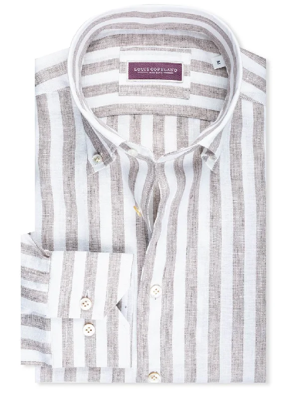 Men's Two - Tone Contrast Panel Casual Shirts in White and Navy for a Stylish and Eye - Catching DesignLinen Stripe Buttondown Shirt Beige Men's Two - Tone Contrast Panel Casual Shirts in White and Navy for a Stylish and Eye - Catching DesignLinen Stripe Buttondown Shirt Beige