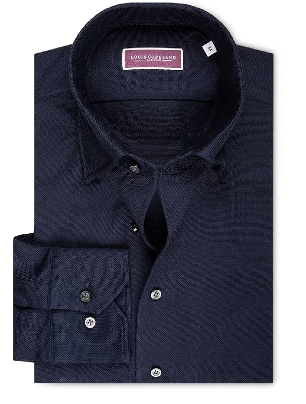 Men's Two - Tone Contrast Panel Casual Shirts in White and Navy for a Stylish and Eye - Catching DesignPique Jersey Shirt Navy Men's Two - Tone Contrast Panel Casual Shirts in White and Navy for a Stylish and Eye - Catching DesignPique Jersey Shirt Navy