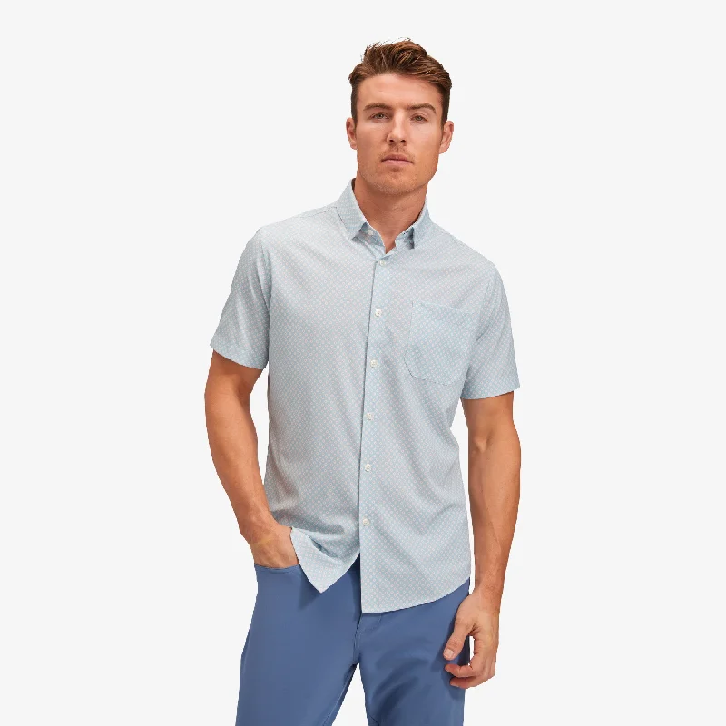 Men's Embroidered Detail Casual Shirts in Beige for a Touch of EleganceLight Blue Diamond Print Men's Embroidered Detail Casual Shirts in Beige for a Touch of EleganceLight Blue Diamond Print