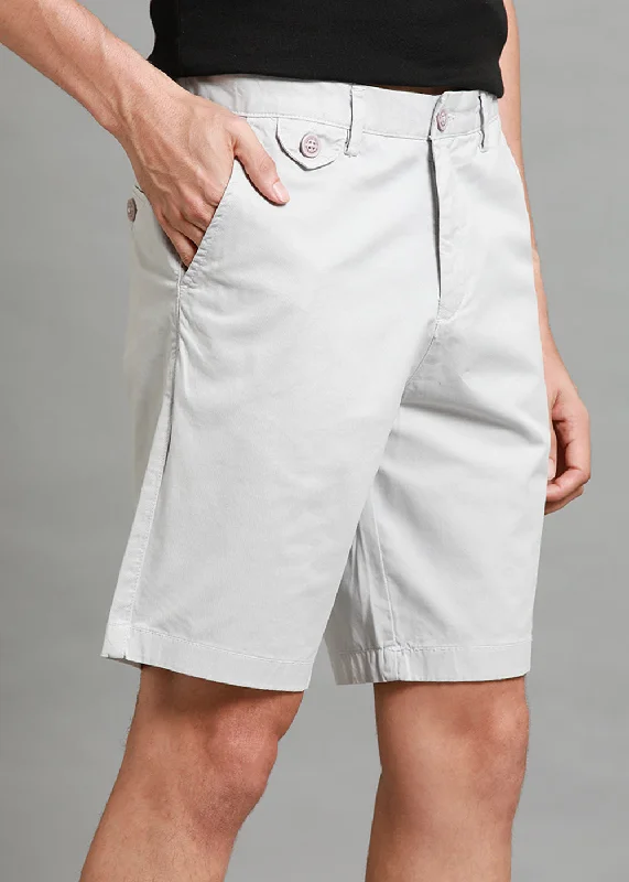 Men's high - waisted swim shorts with UPF protection for beach vacationsLight Grey Cotton Shorts Men's high - waisted swim shorts with UPF protection for beach vacationsLight Grey Cotton Shorts