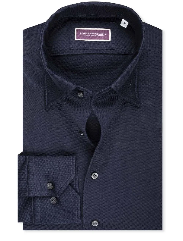 Men's Organic Cotton Casual Shirts with a Soft Handfeel for Everyday ComfortPique Jersey Shirt Navy Men's Organic Cotton Casual Shirts with a Soft Handfeel for Everyday ComfortPique Jersey Shirt Navy