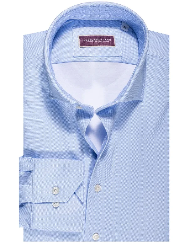 Men's Linen Blend Casual Shirts with Roll - Up Sleeves for a Summer Beach LookZidane Diamond Weave Shirt Blue