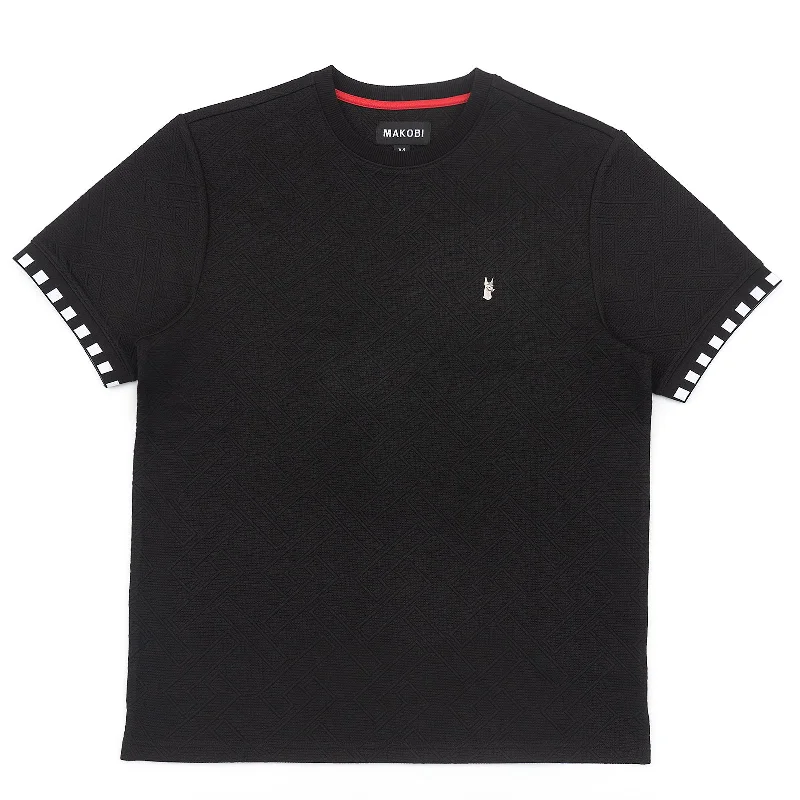 Men's plaid pattern wool blend shorts for a preppy fall styleM363 Bianchi Jacquard Tee - Black Men's plaid pattern wool blend shorts for a preppy fall styleM363 Bianchi Jacquard Tee - Black