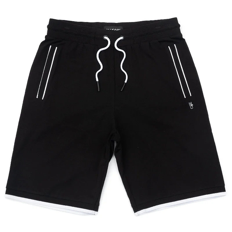 Men's drawstring casual linen shorts for a laid - back summer lookM601 Makobi Ricci Core Shorts - Black.White Men's drawstring casual linen shorts for a laid - back summer lookM601 Makobi Ricci Core Shorts - Black.White