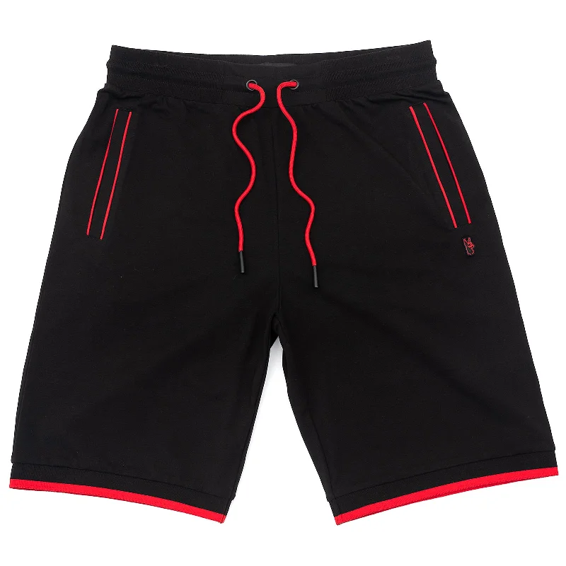Men's floral print silk blend shorts for a unique night - out lookM601 Makobi Ricci Core Shorts - Black.Red