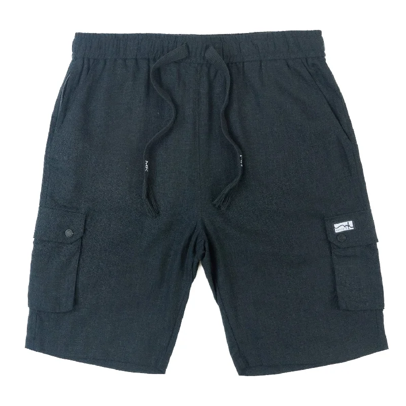 Men's flat - front chino shorts for semi - formal summer eventsM632 Levonia Linen Shorts - Black Men's flat - front chino shorts for semi - formal summer eventsM632 Levonia Linen Shorts - Black