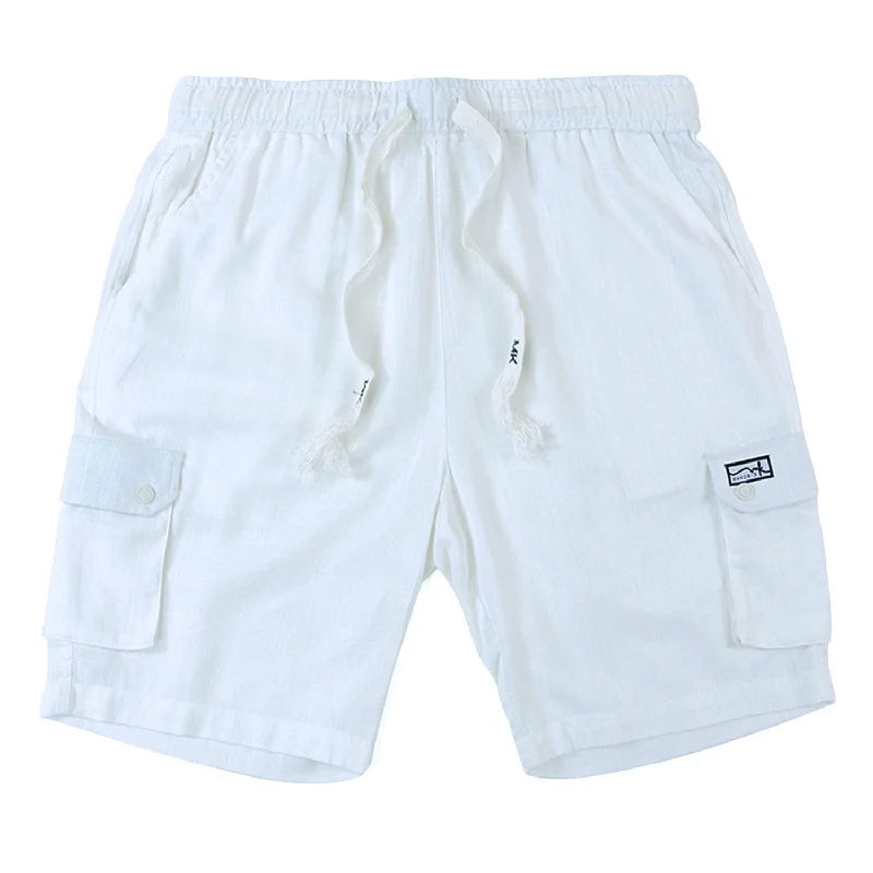 Men's moisture - wicking performance shorts for sweaty outdoor activitiesM632 Levonia Linen Shorts - White Men's moisture - wicking performance shorts for sweaty outdoor activitiesM632 Levonia Linen Shorts - White
