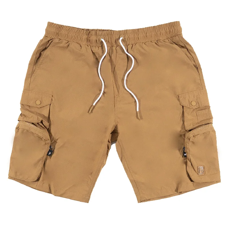 Men's high - waisted swim shorts with UPF protection for beach vacationsM633 Colton Nylon Spandex Cargo Shorts - Mocha Men's high - waisted swim shorts with UPF protection for beach vacationsM633 Colton Nylon Spandex Cargo Shorts - Mocha