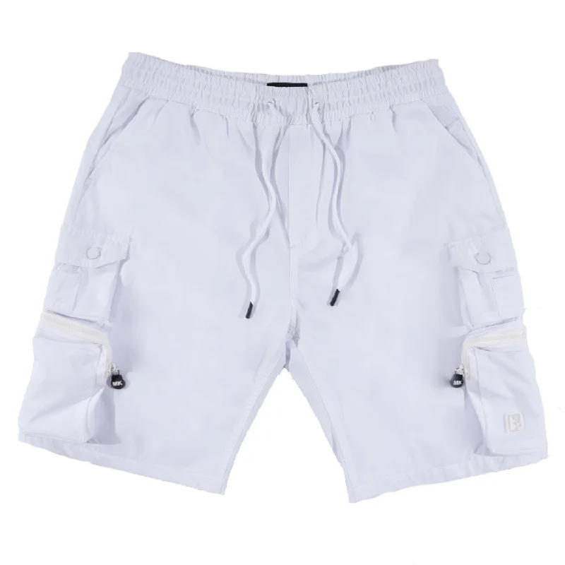 Men's flat - front chino shorts for semi - formal summer eventsM633 Colton Nylon Spandex Cargo Shorts - White Men's flat - front chino shorts for semi - formal summer eventsM633 Colton Nylon Spandex Cargo Shorts - White