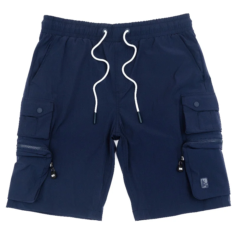 Men's ripped denim shorts for a trendy streetwear aestheticM633 Colton Nylon Spandex Cargo Shorts - Navy Men's ripped denim shorts for a trendy streetwear aestheticM633 Colton Nylon Spandex Cargo Shorts - Navy