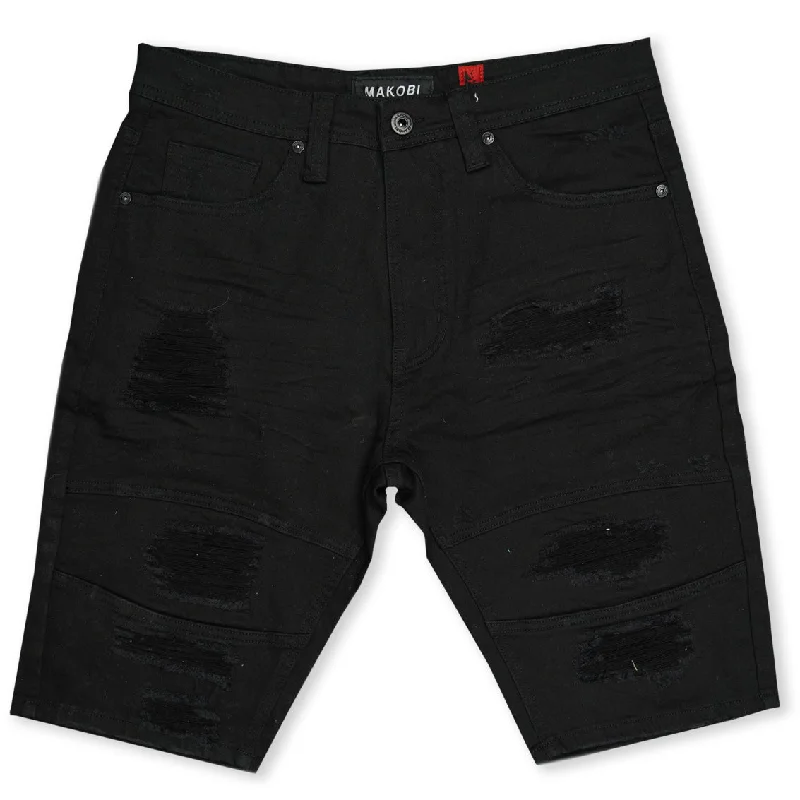 Men's floral print silk blend shorts for a unique night - out lookM760 Avlaki Shredded Twill Shorts - Black