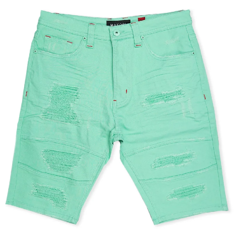 Men's wide - leg linen blend shorts for a relaxed beachside vibeM760 Avlaki Shredded Twill Shorts - Mint Men's wide - leg linen blend shorts for a relaxed beachside vibeM760 Avlaki Shredded Twill Shorts - Mint