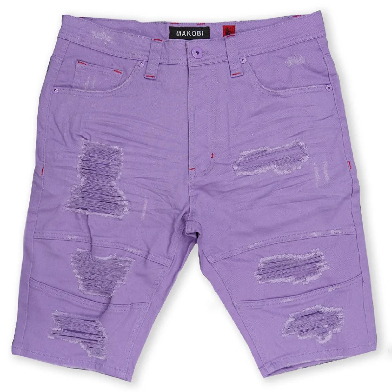 Men's pleated front twill shorts for a classic and sophisticated appearanceM760 Avlaki Shredded Twill Shorts - Purple Men's pleated front twill shorts for a classic and sophisticated appearanceM760 Avlaki Shredded Twill Shorts - Purple