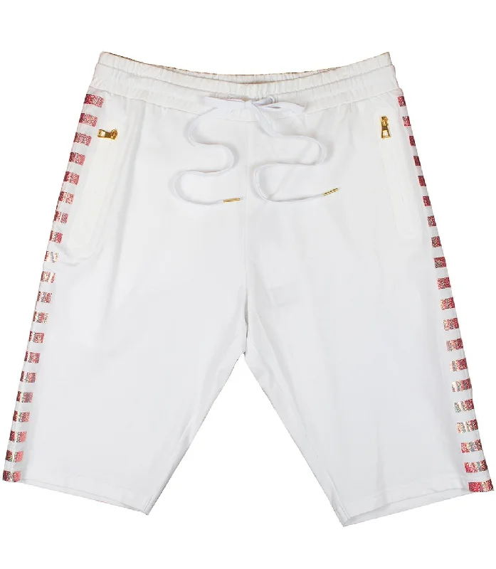 Men's breathable cotton athletic shorts for intense workoutsM718 Fetti Fiend Jersey Shorts - White/Red Men's breathable cotton athletic shorts for intense workoutsM718 Fetti Fiend Jersey Shorts - White/Red