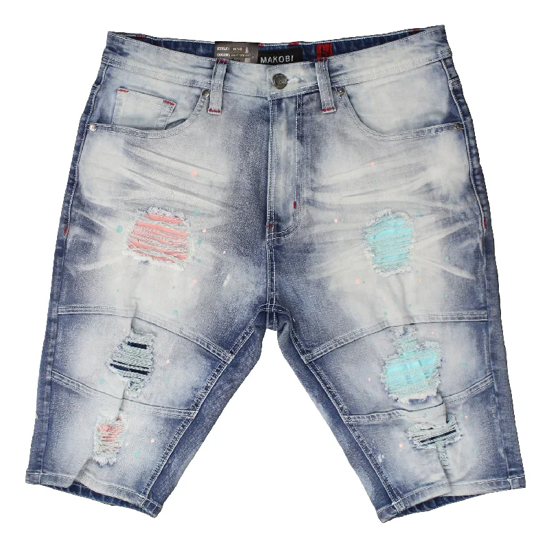 Men's moisture - wicking performance shorts for sweaty outdoor activitiesM748 Makobi Hermosa Shredded Shorts - Light Wash Men's moisture - wicking performance shorts for sweaty outdoor activitiesM748 Makobi Hermosa Shredded Shorts - Light Wash