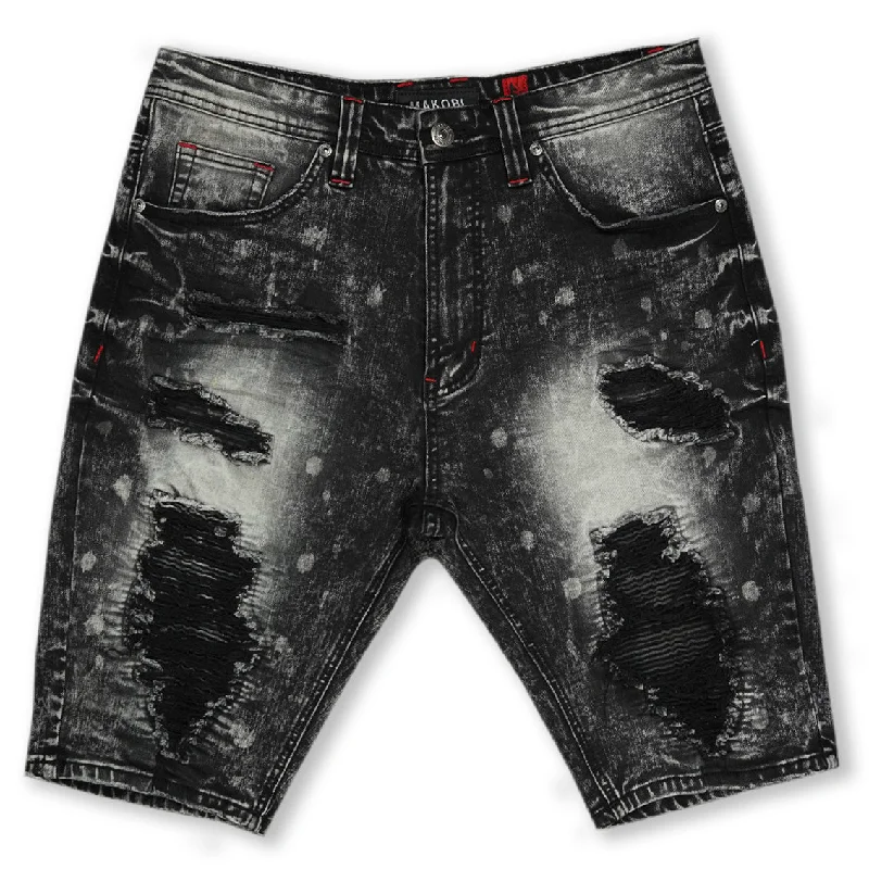 Men's distressed cotton shorts for a bohemian - inspired styleM771 Pacifica Shredded Shorts - Black Wash Men's distressed cotton shorts for a bohemian - inspired styleM771 Pacifica Shredded Shorts - Black Wash