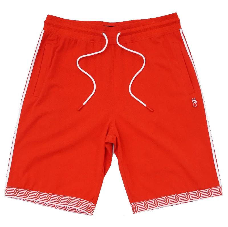 Men's side - stripe track shorts for a sporty running lookM775 Makobi Luciano Shorts - Red Men's side - stripe track shorts for a sporty running lookM775 Makobi Luciano Shorts - Red